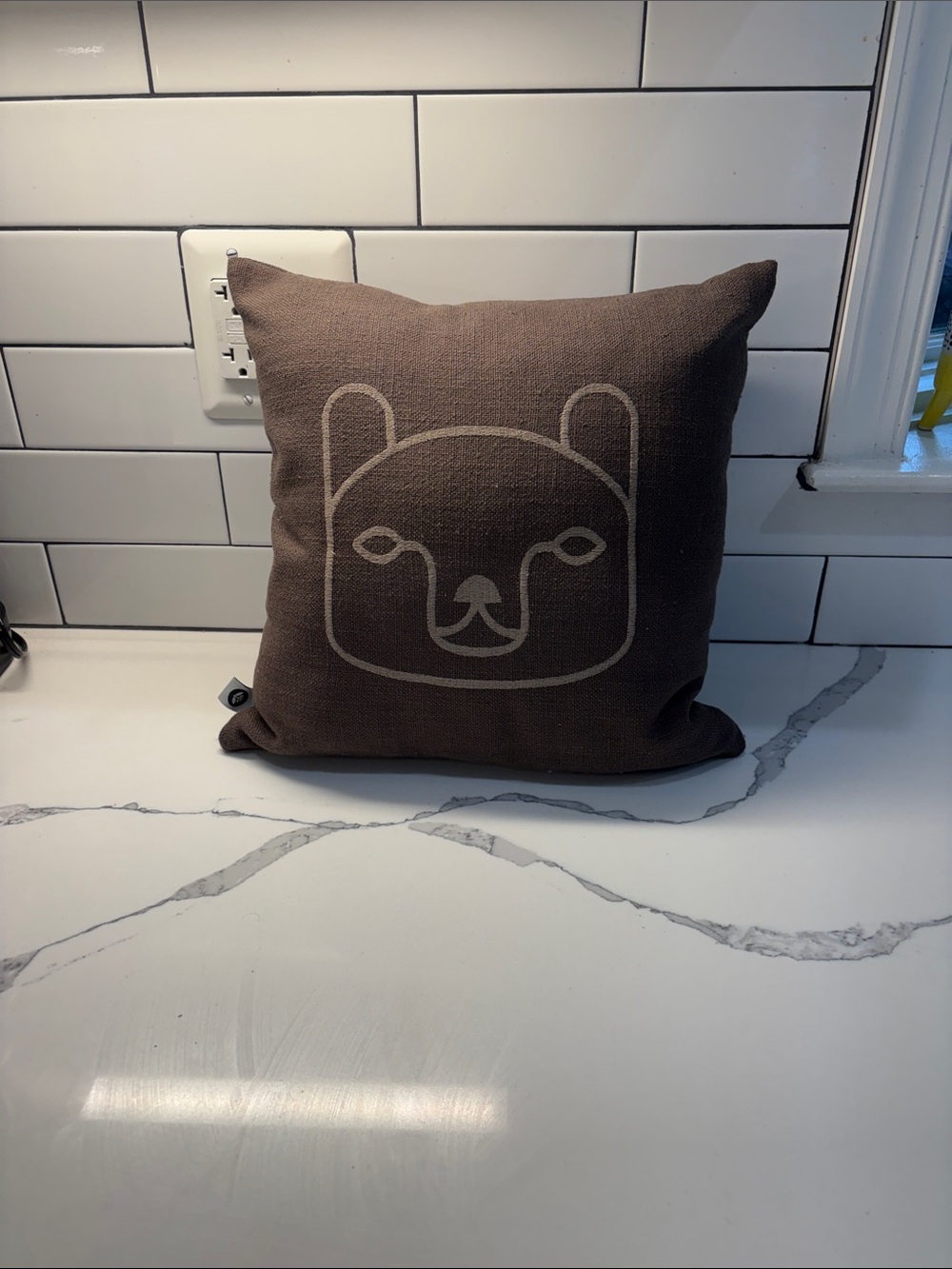 Neutral Brown Bear Accent Pillow - Home Bedding